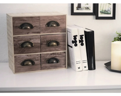 Kast met zes lades in houtdesign met handgrepen
