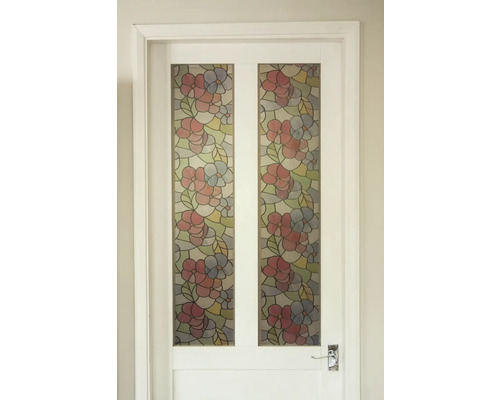 Witte deur met bloemenglazen ontwerp