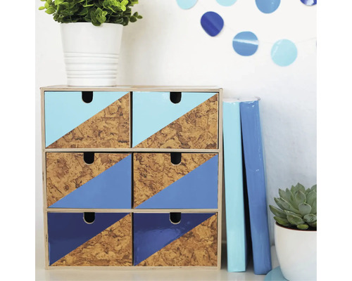 Decoratieve ladekast met zes laden en kurkdetails