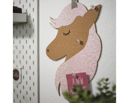 Unicorn prikbord van kurk en glitter voor het bevestigen van notities
