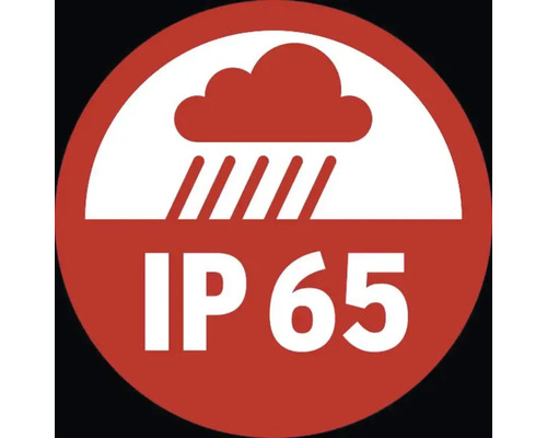 IP65 symbool: Bescherming tegen waterstralen en stof