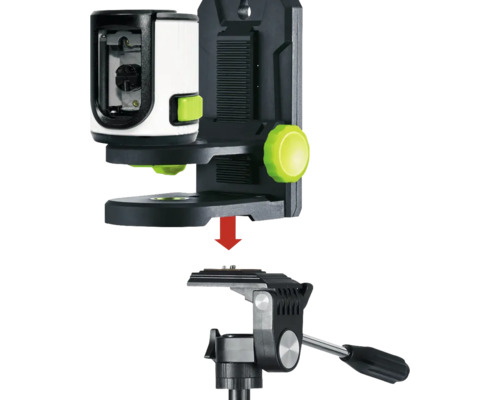 Kruislijnlaser wordt op een statief gemonteerd