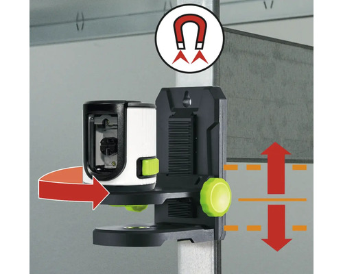 Magnetisch symbool ter illustratie van de bevestiging van de lasernivellering