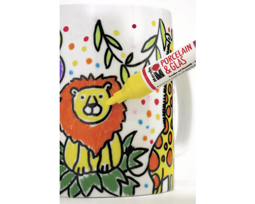 Beschilderde beker met porselein- en glasverfpen