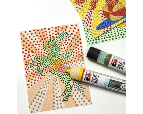 Beschilderde kaarten met stipkunst en Marabu Dot Pens