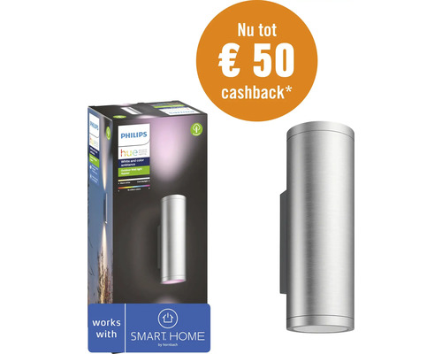 PHILIPS Hue White and Color Ambiance LED wandlamp Appear RVS *Nu tot €50 cashback*
