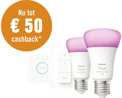PHILIPS Hue White and Color Ambiance starterset E27 *Nu tot €50 cashback*
