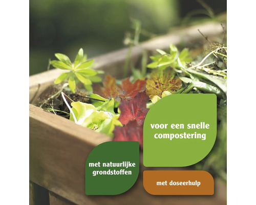 Compostversneller met natuurlijke grondstoffen voor een snelle compostering met doseerhulp