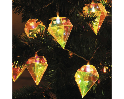 Lichtsnoer met diamantvormige lampen in een kerstboom