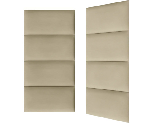 Twee panelen van beige wandpaneelstof.