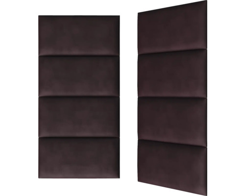 Twee gestoffeerde wandpanelen met rechthoekige vormen