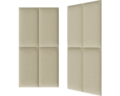 Twee gestoffeerde wandpanelen met vierkant patroon