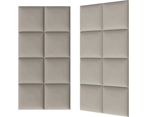 Twee beige wandpanelen met vierkante bekleding