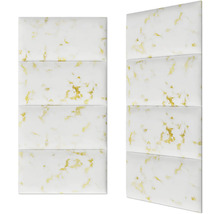 Twee witte wandpanelen met marmerpatroon