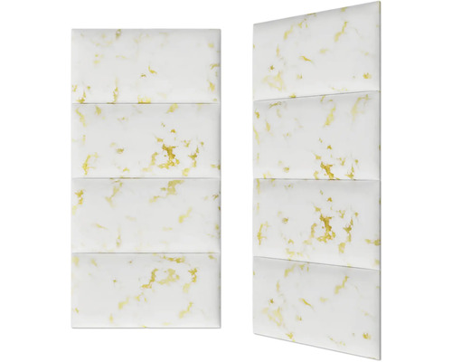 Twee witte wandpanelen met marmerpatroon