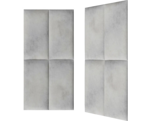 Twee geluidswerende panelen voor wandmontage, elk met vier rechthoeken