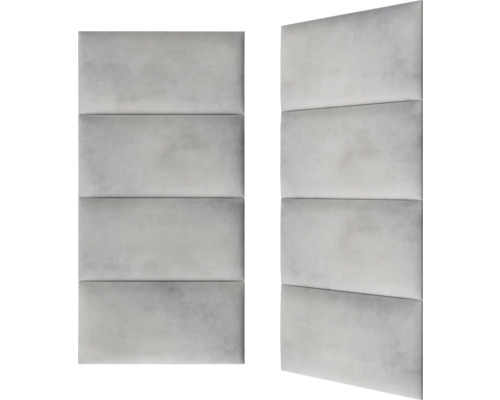 Twee rechthoekige akoestische wandpanelen met een gestoffeerd oppervlak.