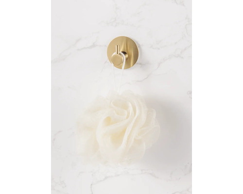 Badkamerscène met wandhaak en badspons