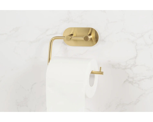 Toiletpapierhouder van metaal met papierrol aan een wand