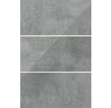 Drie grijze tegels met betonlook.