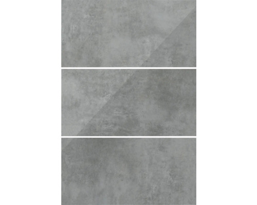 Drie grijze tegels met betonlook.