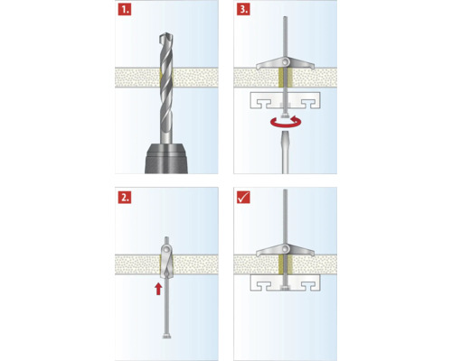 Instructie voor het monteren van een hollewandplug in vier stappen