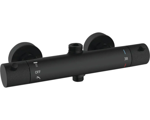 Zwarte thermostatische douchekraan voor wandmontage