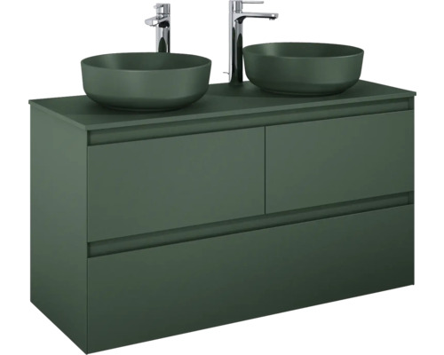 Wastafelonderkast met twee wastafels en laden