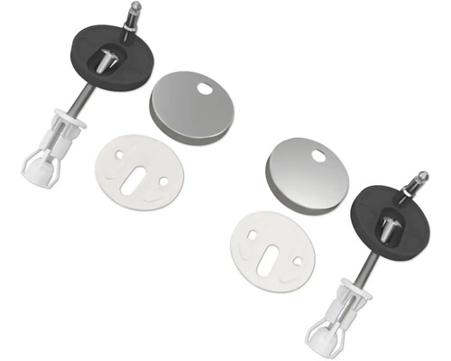 Toiletbrilbevestiging met schroeven en afdekdoppen