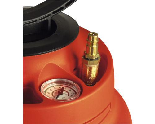 Gedetailleerde weergave van een apparaat met manometer en aansluitstuk