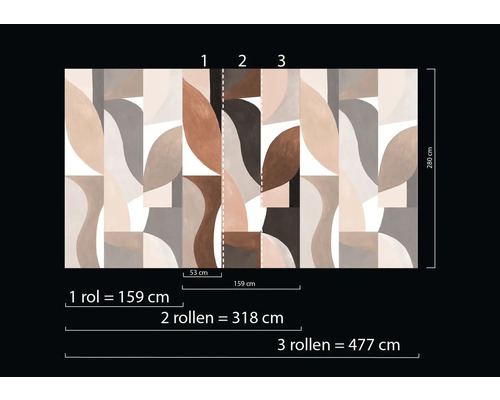 Behang met abstract patroon en maataanduidingen