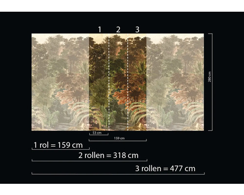 Fotobehang met bosmotief en maatvoering