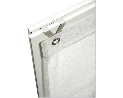 Detailopname van een insectenhor met frame en bevestigingsclip.