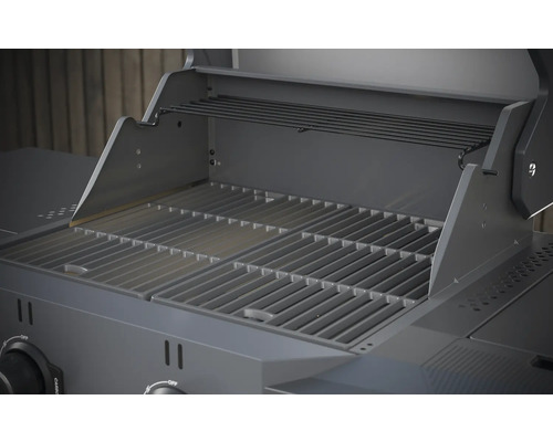 Open gasbarbecue met grillrooster en warmhoudrek