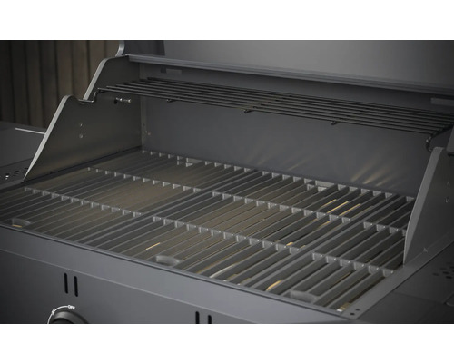 Open gasbarbecue met grillrooster en warmhoudrek.