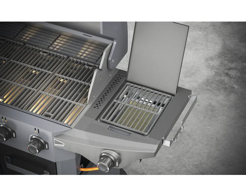 Barbecue met warmhoudrek en zijbrander