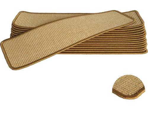 Trapmat Sisal 07 natuur 20x65 cm set van 15 Trapmatten van sisal in een stapel