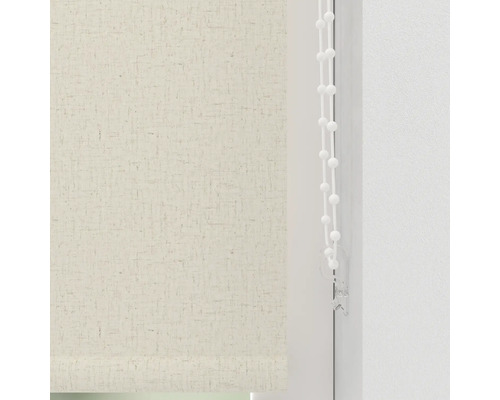 Beige stoffen rolgordijnen met kettingbediening