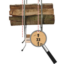 Brandhoutrek met brandhout en maatsymbool