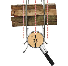 Houtzaagbok met houten stammen