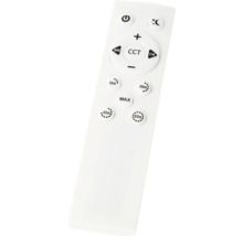 Witte afstandsbediening met diverse knoppen voor het bedienen van verlichting