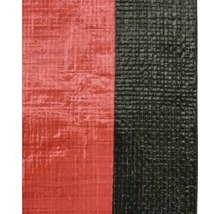 Close-up van een rood en zwart worteldoek.