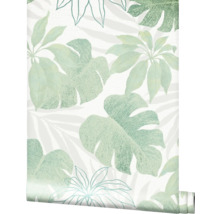 Rol behang met tropische plantenmotieven