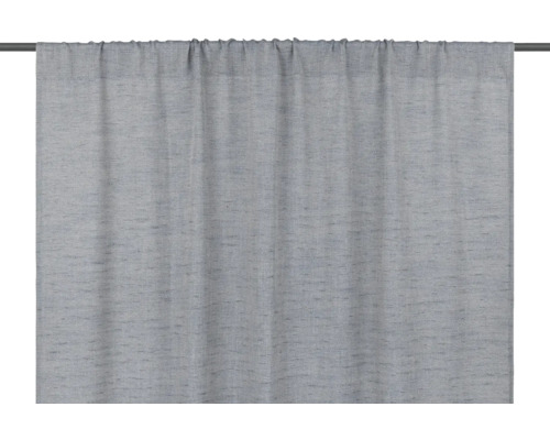 Grijs gordijn met rimpelbandophanging