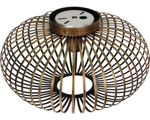 Plafondlamp met metalen kooi van spijlen