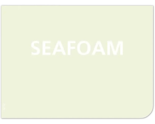 Kleurstaal met het woord zeeschuim