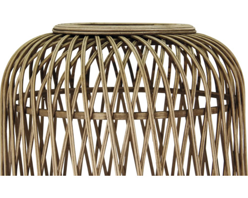 Close-up van een rotan lampenkap.