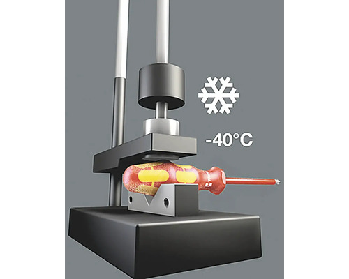 Schroevendraaier in koudetest bij min 40 graden