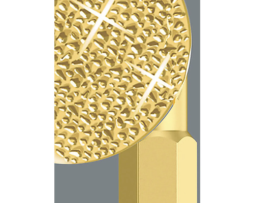 Close-up van een diamantboor met zeskantschacht