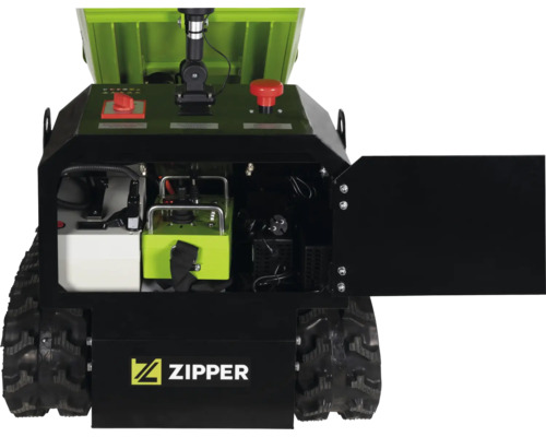 Zipper Logo op een minidumper.